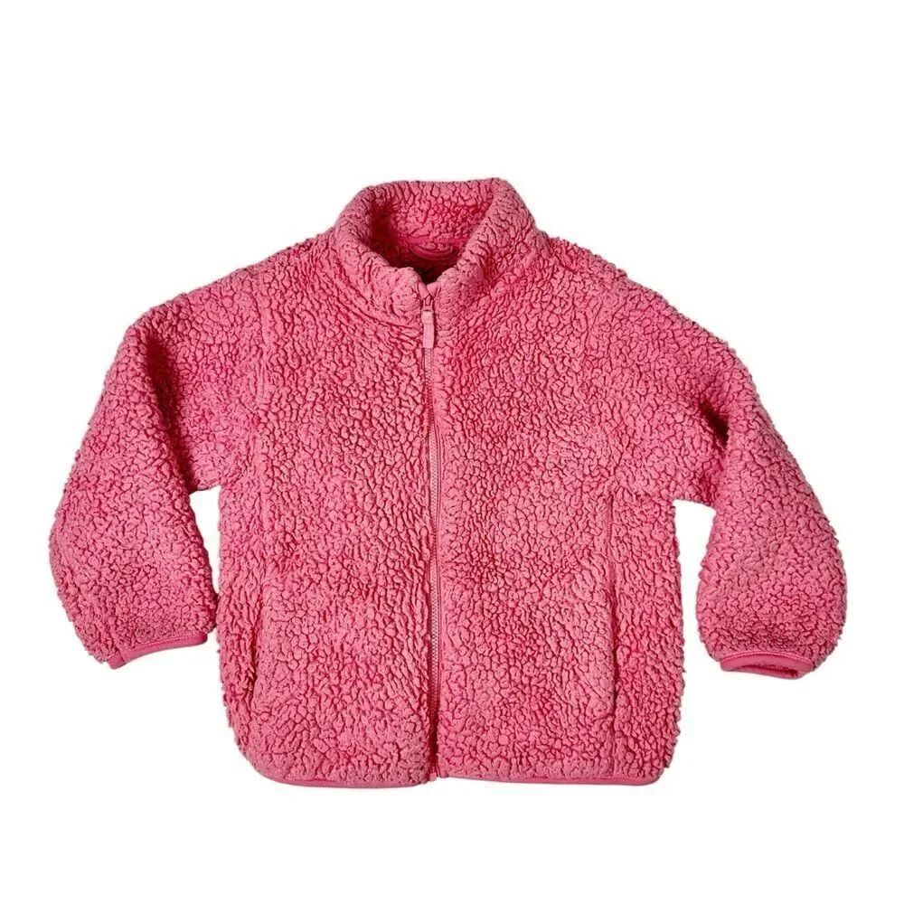 Uniqlo Kids 3-4Y Fluffy Yarn Fleece Full-Zip Pink Sherpa Jacket